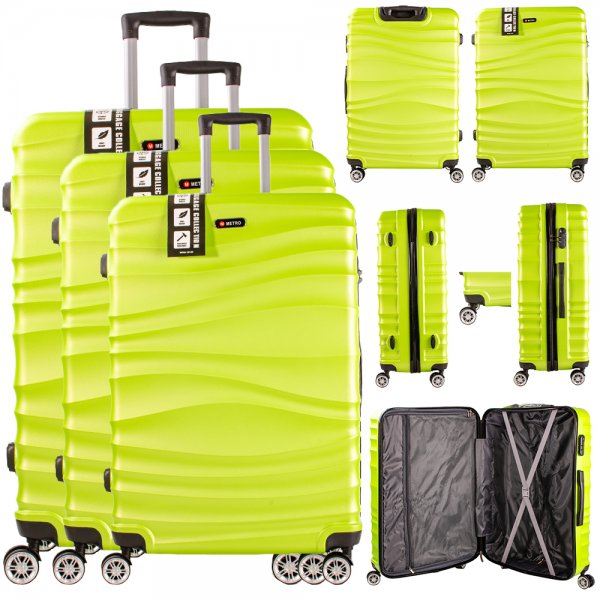 SET OF 3 TRAVEL TROLLEY SUITCASE 360 WHEELS COMBINATION LOCK