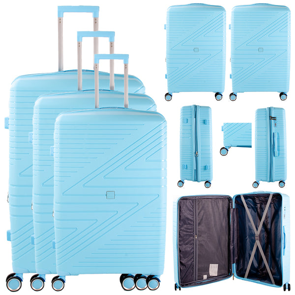 SET OF 3 TRAVEL TROLLEY SUITCASE HARD CASE LUGGAGE