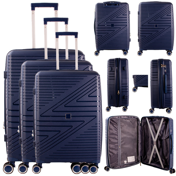 SET OF 3 TRAVEL TROLLEY SUITCASE HARD CASE LUGGAGE