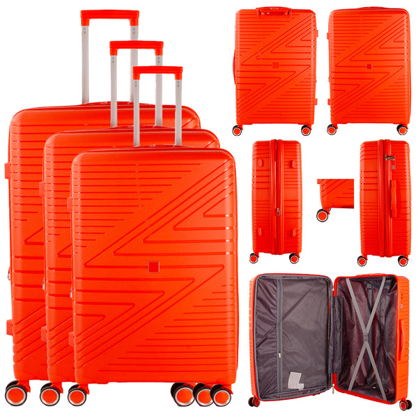 SET OF 3 TRAVEL TROLLEY SUITCASE HARD CASE LUGGAGE