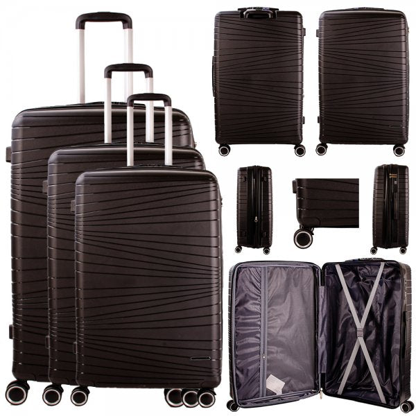 SET OF 3 TRAVEL TROLLEY SUITCASES HOLIDAY LUGGAGE