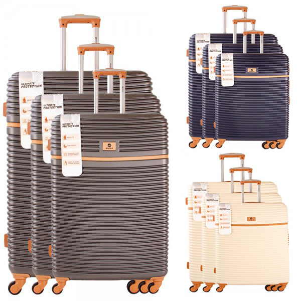 DELUXE SET OF 3 TRAVEL TROLLEY LUGGAGE SUITCASE