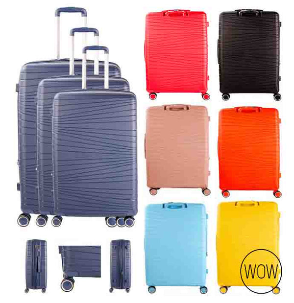 SET OF 3 TRAVEL TROLLEY SUITCASES HOLIDAY LUGGAGE